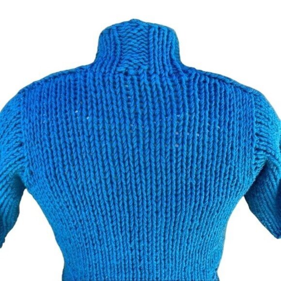 Kenneth Cole New York Blue Chunky Knit Sweater Cardigan Size S - Picture 11 of 11